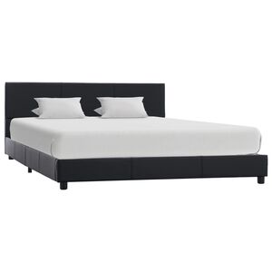 vidaXL Estructura de cama sin colch&oacute;n cuero sint&eacute;tico negro 140x200cm