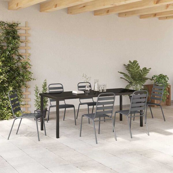 vidaXL Conjunto de Comedor de Jard&iacute;n 7 pcs Antracita