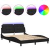 vidaXL Estructura de cama con LED sin colch&oacute;n Zadar negro 140x200 cm