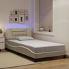 vidaXL Estructura de cama con LED sin colch&oacute;n Hvar tela crema 100x200 cm