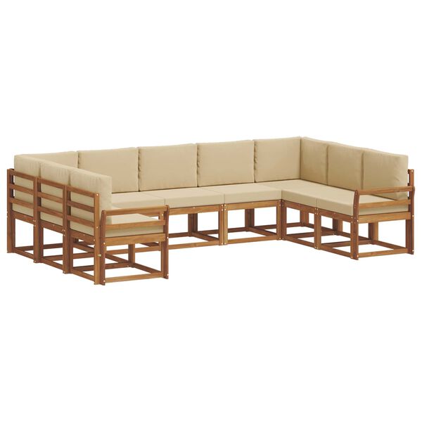 vidaXL Conjunto de sof&aacute;s de exterior con coj&iacute;n 9 pcs Natural y Beige