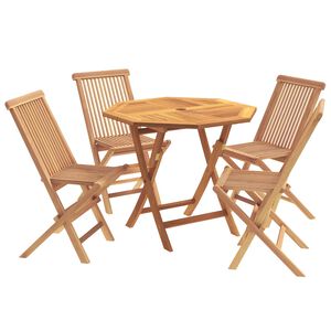 vidaXL Juego de bistro de jard&iacute;n plegable de 5 piezas Natural