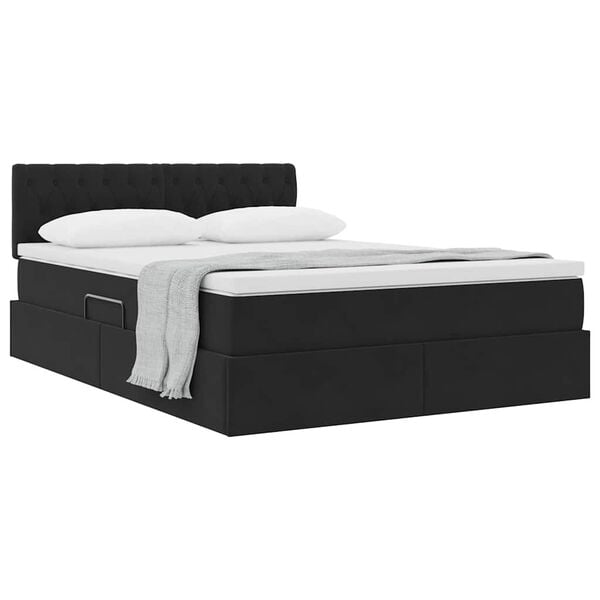 vidaXL Cama con almacenamiento Negro 140 x 190 cm Terciopelo