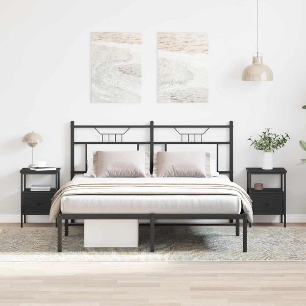 vidaXL Armario de Noche con caj&oacute;n 2 pcs Roble Negro 34 x 36 x 50 cm