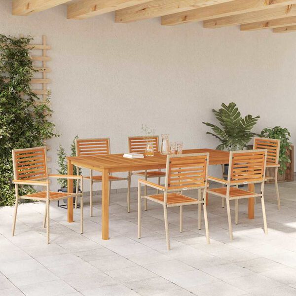 vidaXL Conjunto de Comedor de Jard&iacute;n 7 pcs Beige