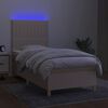 vidaXL Cama box spring colch&oacute;n y luces LED tela crema 100x200 cm