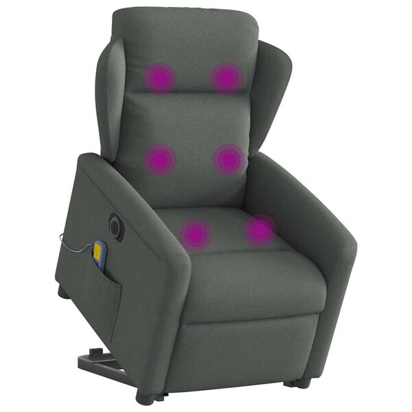 vidaXL Sill&oacute;n de masaje el&eacute;ctrico reclinable elevable tela gris oscuro