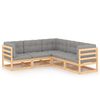 vidaXL Juego de muebles de jard&iacute;n 5 pzas y cojines madera maciza pino