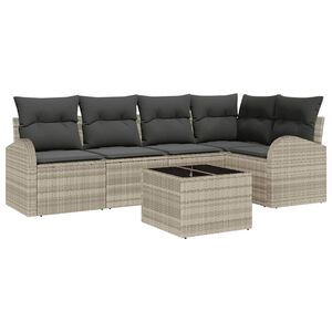 vidaXL Conjunto de sof&aacute;s de jard&iacute;n 6 pcs Gris Claro rat&aacute;n sint&eacute;tico