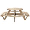 vidaXL Mesa de picnic hexagonal 6 ni&ntilde;os agujero sombrilla madera abeto