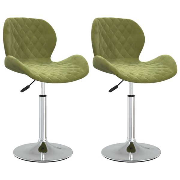 vidaXL Sillas de comedor giratorias 2 unidades terciopelo verde claro
