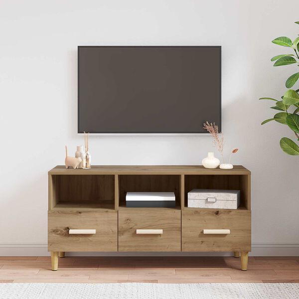 vidaXL Mueble de TV con caj&oacute;n Roble Artesanal 102 x 36 x 50 cm