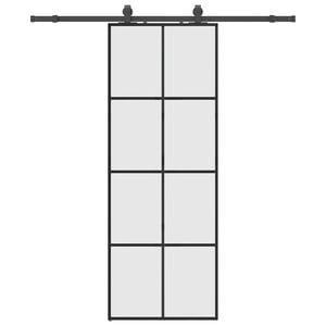 vidaXL Puerta corredera con juego herrajes negro 76x205 cm ESG vidrio