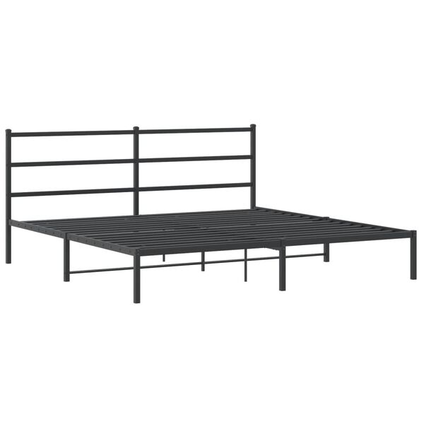 vidaXL Estructura cama sin colch&oacute;n con cabecero metal negro 200x200 cm