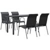 vidaXL Juego de comedor para jard&iacute;n 5 piezas acero y textilene negro