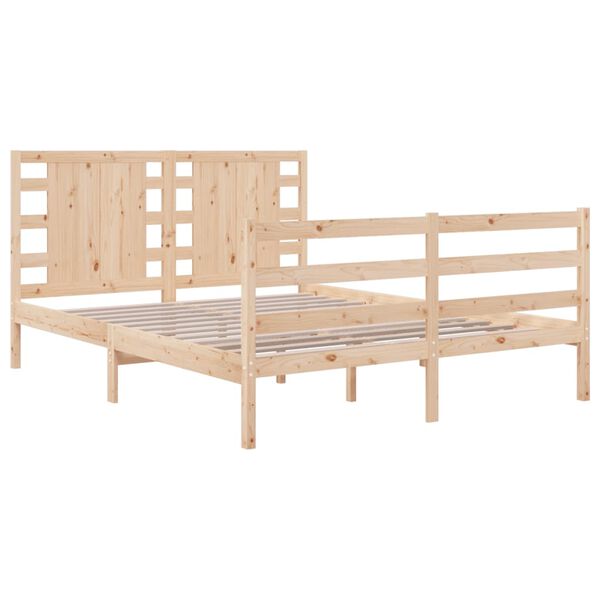 vidaXL Estructura de cama sin colch&oacute;n madera maciza de pino 135x190 cm