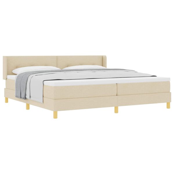 vidaXL Cama tipo Box Spring con colch&oacute;n Crema 200 x 200 cm Poli&eacute;ster