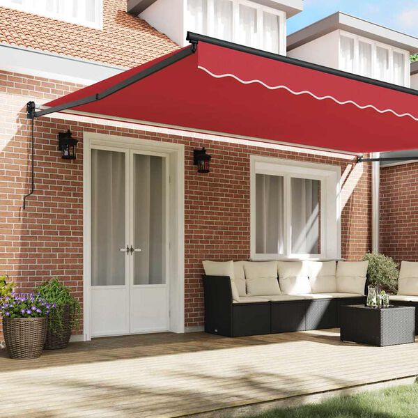 vidaXL Toldo Retr&aacute;ctil Manual Rojo 500 x 300 cm Poli&eacute;ster y metal