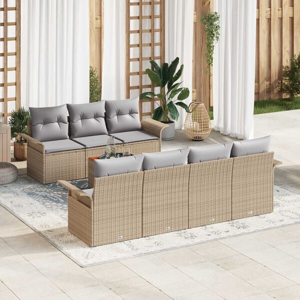 vidaXL Conjunto de sofás de jardín 8 pcs Beige y Gris Claro