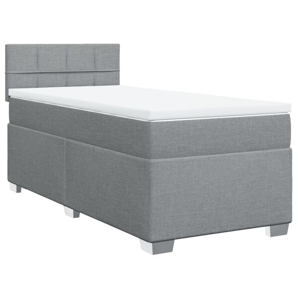 vidaXL Cama box spring con colch&oacute;n tela gris claro 90x190 cm