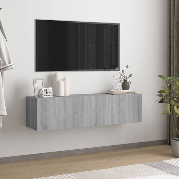 vidaXL Mueble pared TV madera contrachapada gris Sonoma 120x30x30 cm
