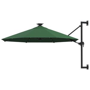 vidaXL Sombrilla de jard&iacute;n de pared con luces LED verde 300 cm