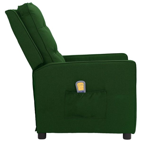 vidaXL Sill&oacute;n de masaje de tela verde oscuro
