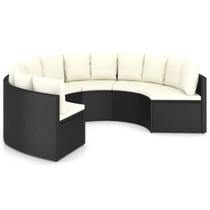 vidaXL Set de sof&aacute;s de jard&iacute;n 6 piezas y cojines rat&aacute;n sint&eacute;tico negro