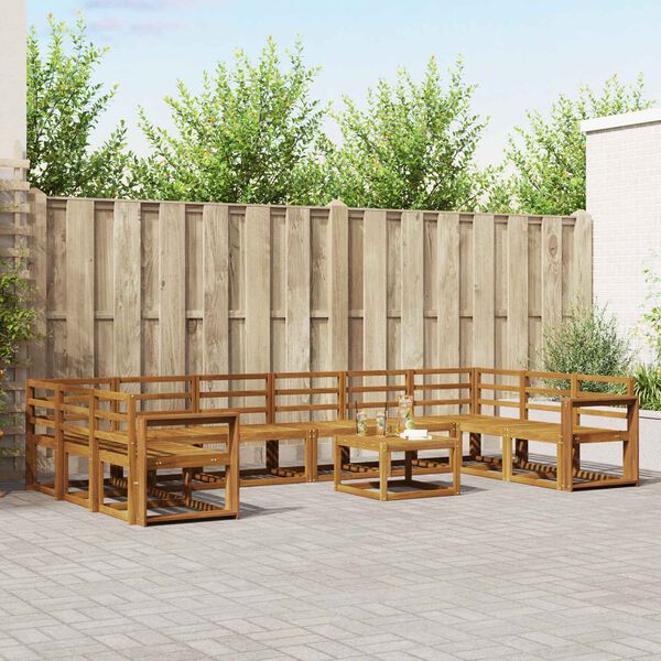 vidaXL Conjunto de sof&aacute;s de exterior 11 pcs Natural