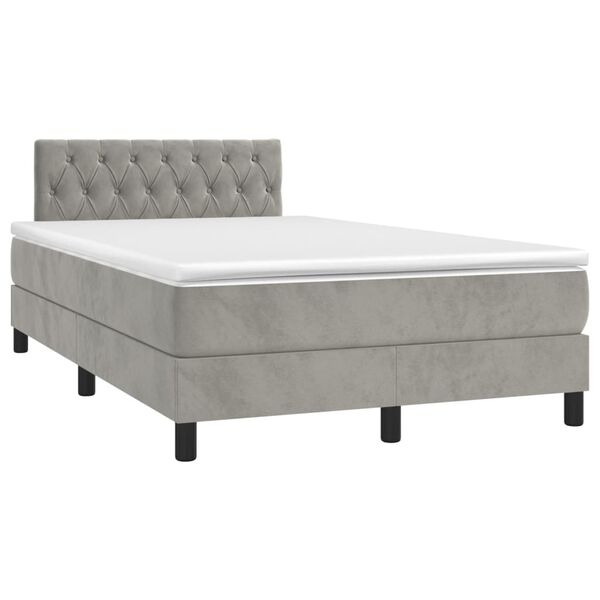 vidaXL Cama box spring con colch&oacute;n terciopelo gris claro 120x200 cm