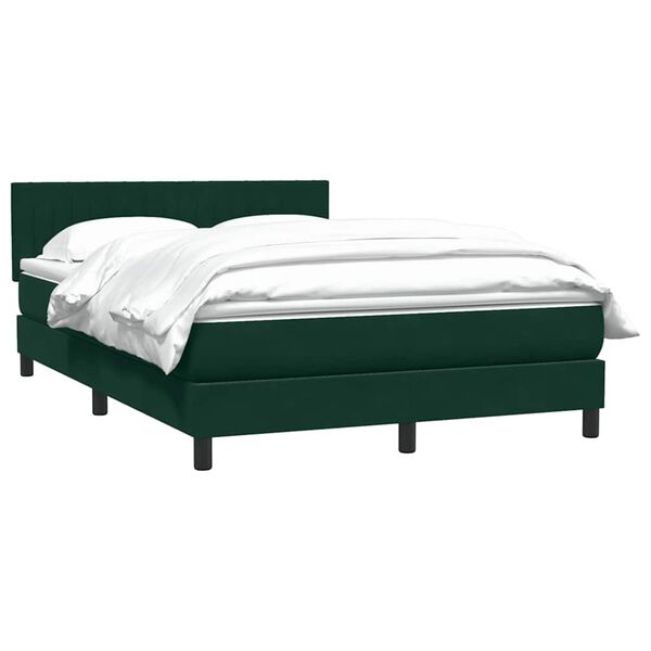 vidaXL Cama box spring con colch&oacute;n terciopelo verde oscuro 160x220 cm