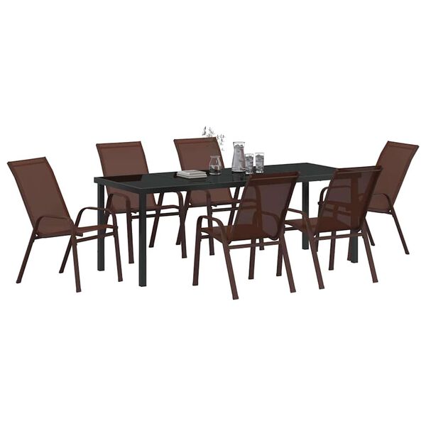vidaXL Conjunto de Comedor de Jard&iacute;n 7 pcs Marr&oacute;n y Negro