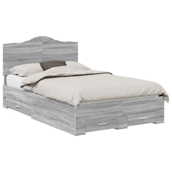 vidaXL Estructura de cama con cabecera Gris Sonoma 120 x 190 cm