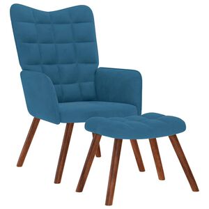 vidaXL Sill&oacute;n de relax con reposapi&eacute;s terciopelo azul