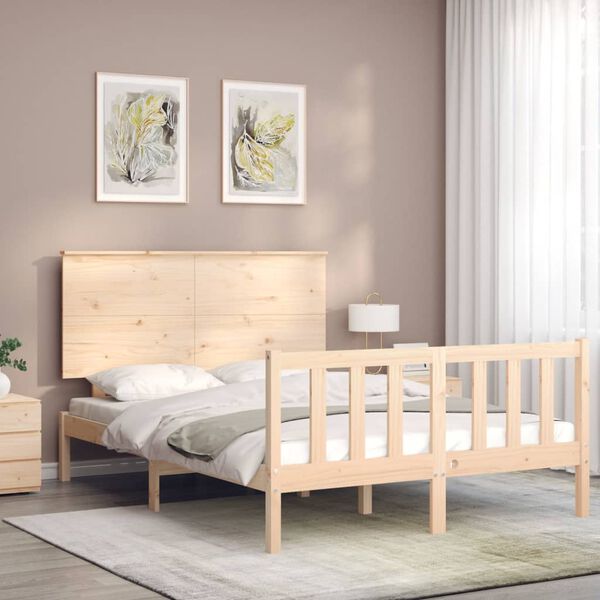 vidaXL Estructura de cama sin colch&oacute;n madera maciza de pino 140x190 cm