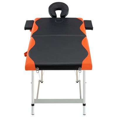 vidaXL Camilla de masaje plegable 2 zonas aluminio negro y naranja