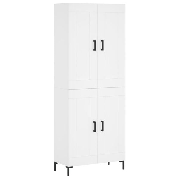 vidaXL Aparador alto madera contrachapada blanco 69,5x34x180 cm