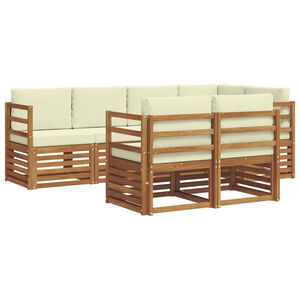 vidaXL Conjunto de Sof&aacute; Seccional con coj&iacute;n 7 pcs Natural y Crema