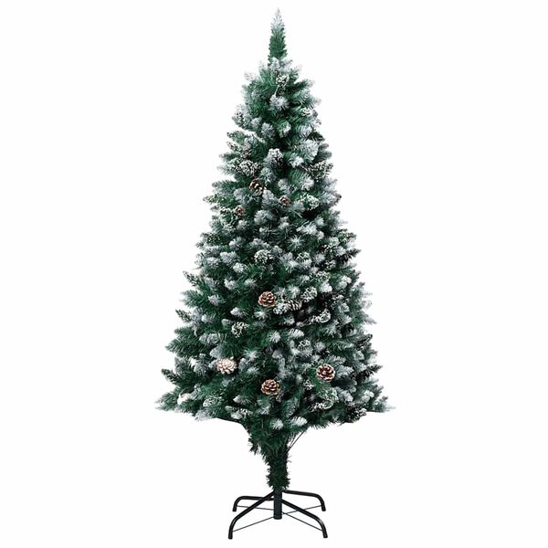 vidaXL &Aacute;rbol de Navidad helado con luces, bolas y pi&ntilde;as 180 cm