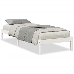 vidaXL Cama extralarga sin colch&oacute;n madera maciza pino blanca 90x210 cm