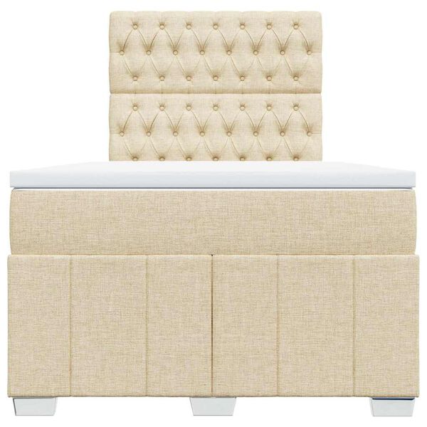vidaXL Cama box spring con colch&oacute;n tela color crema 120x190 cm