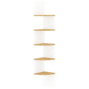 vidaXL Estante de esquina de pared madera de ingenier&iacute;a blanco y roble