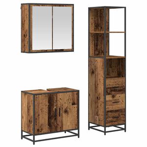 vidaXL Juego de muebles de ba&ntilde;o con caj&oacute;n 3 pcs Madera Vieja