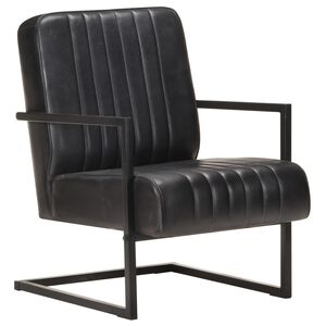 vidaXL Sill&oacute;n voladizo de cuero aut&eacute;ntico negro