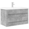 vidaXL Set muebles de ba&ntilde;o 2 piezas madera contrachapada gris hormig&oacute;n