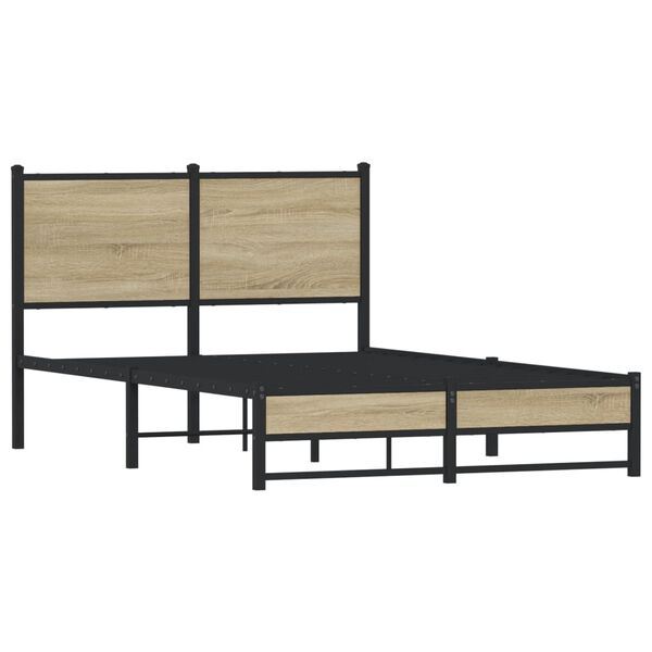 vidaXL Estructura de cama sin colch&oacute;n metal roble Sonoma 120x200 cm