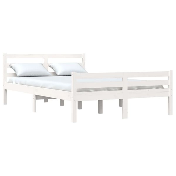 vidaXL Estructura de cama doble sin colchón madera blanco 135x190 cm