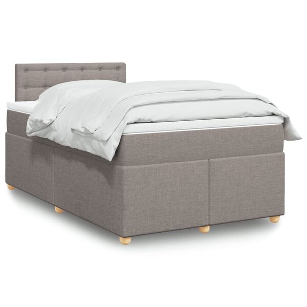 vidaXL Cama box spring con colch&oacute;n tela gris taupe 120x200 cm