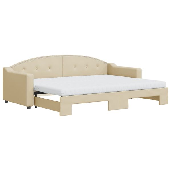 vidaXL Sofá cama nido con colchón tela crema 80x200 cm
