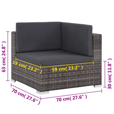 vidaXL Set de sofás de jardín 8 piezas y cojines ratán sintético gris